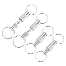 4 Pack Quick Release Keychain Pull Apart Detachable Swivel Keychain, Silver Tone