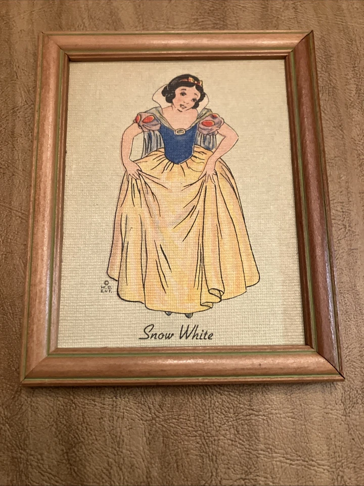 VTG 1930's Disney Snow White & 7 Dwarfs Framed Pictures Original Frames Set - Image 2 of 4