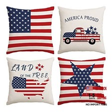 Set of 4 American Flag Throw Pillow 18" x 18" Pack of 4 Independence 01