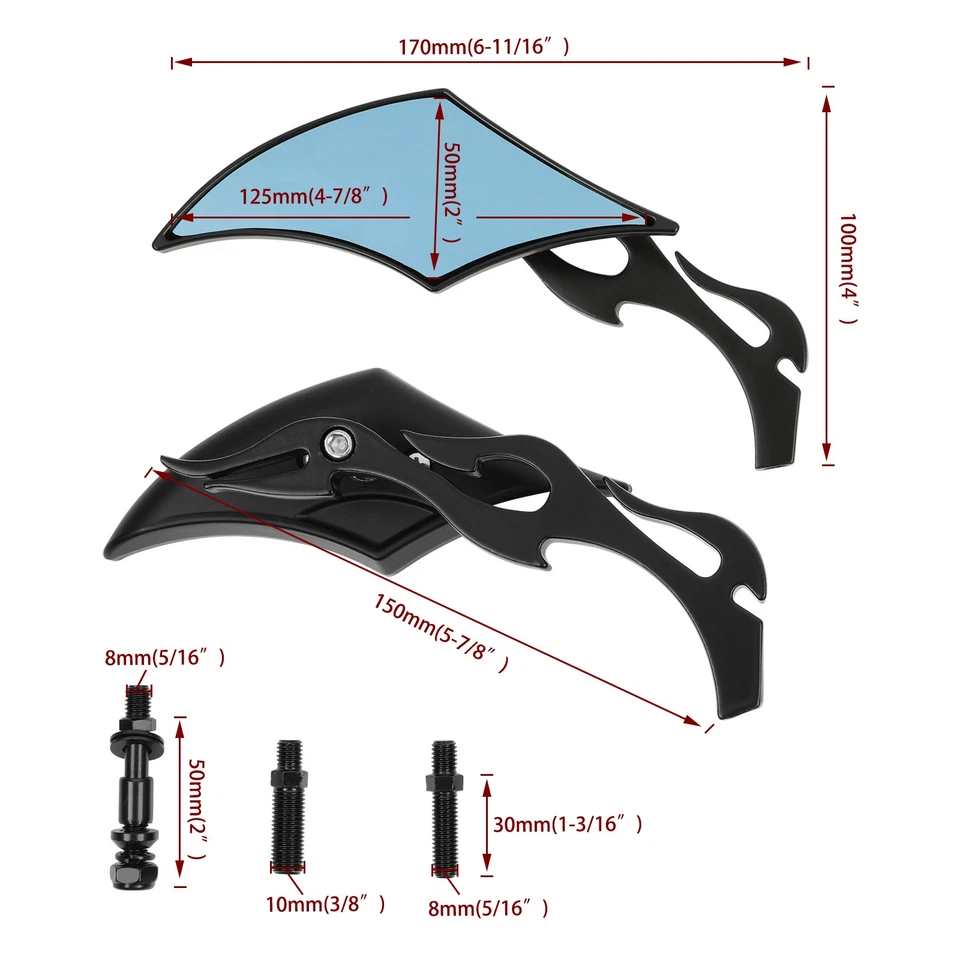 Espelhos retrovisores de motocicleta Black Blade para Victory Ness Vegas Cross Country - Imagem 2 de 4