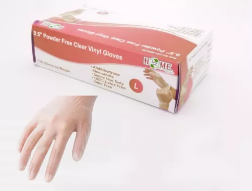 Disposable Powder Free Clear Vinyl Gloves Ambidextrous, Non-Sterile,100 pcs