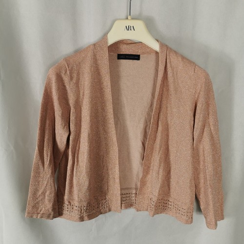 Ladies Cardigan Size 10 MARKS AND SPENCER Rose Gold Glitter Shimmer