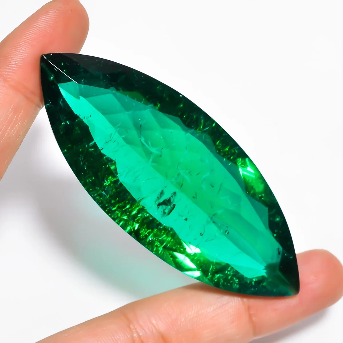 Loose Emerald Cut Gemstone with Lab Emerald Marquise Shape