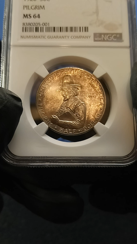 1920 Pilgrim Silver Commemorative Half Dollar NGC MS-64 Toner Nice Luster - Video 1 of 1