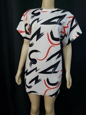ZARA SPECIAL T W&B COLLECTION White Red Black Lightening Short Dress M #C