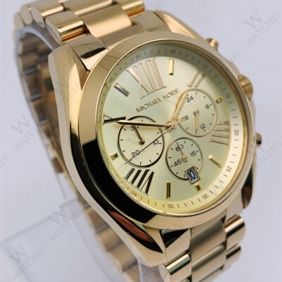 New Michael Kors MK5605 Bradshaw Gold Plated dress Chronograph Women's Watch