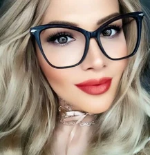 Oversized Large Fearless Cat Eye Clear Big SEXY Geek SMART Hot Eyeglasses Frames