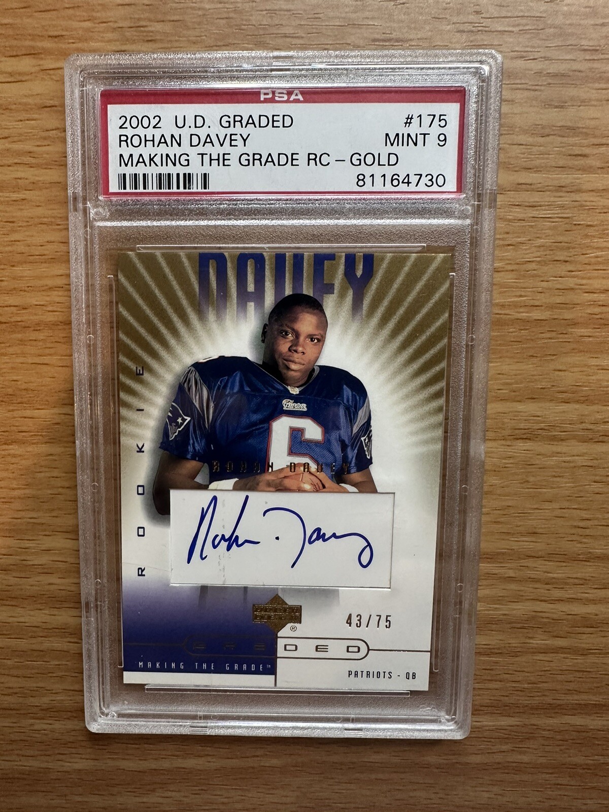 Rohan Davey Upper Deck Graded #160 Autograph-Gold