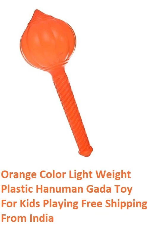 Orange Color Light Weight Plastic Hanuman Gada Toy For Kids Playing Free Shippin