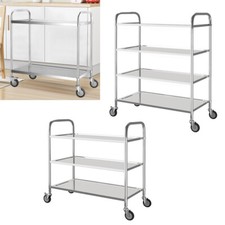 Commercial Catering Stainless Steel Storage Clearing Trolley Serving Cart Shelf