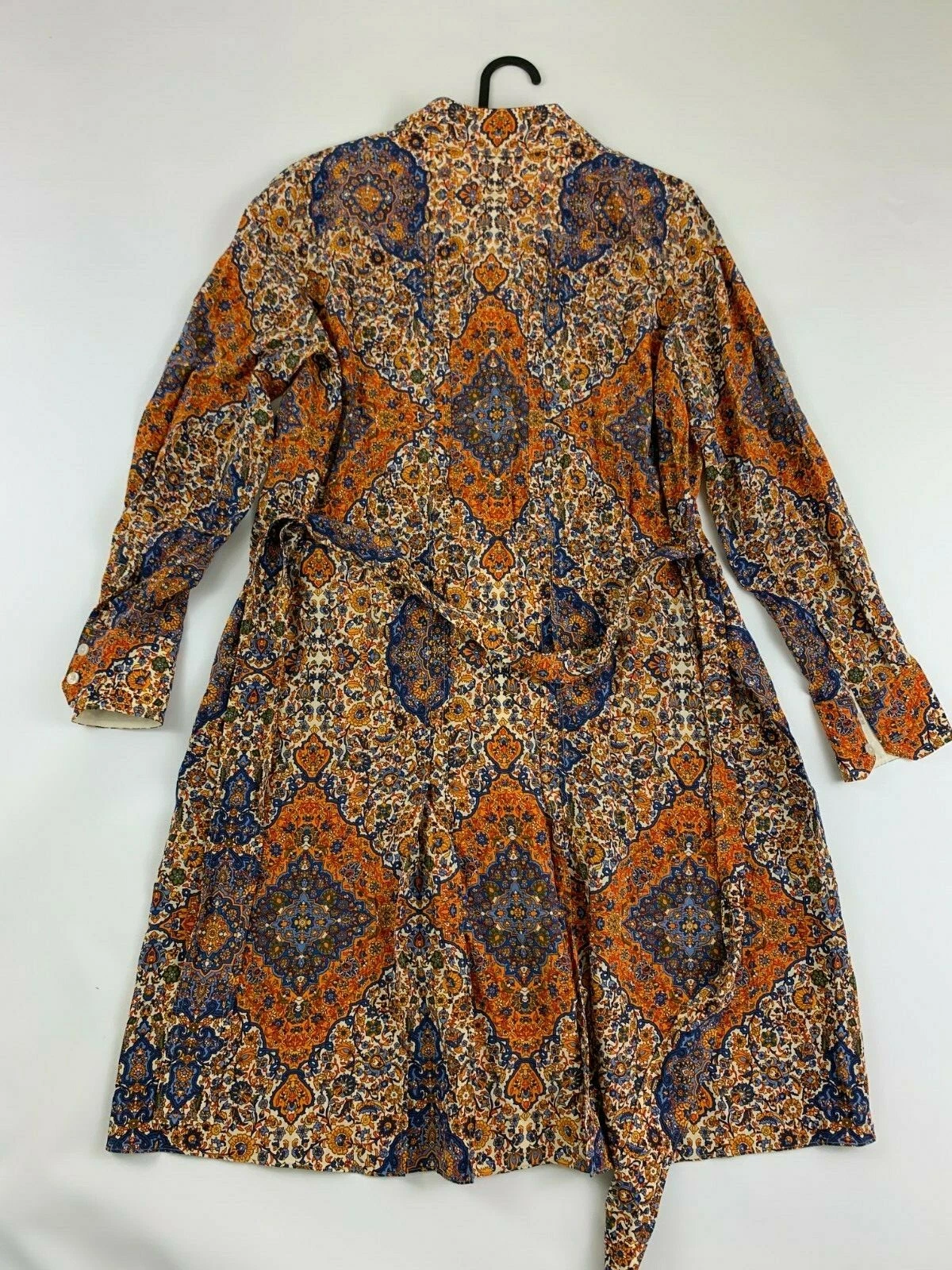 Abito camicia plissettato Tory Burch arancione sera stampa floreale taglia 8 nuovo