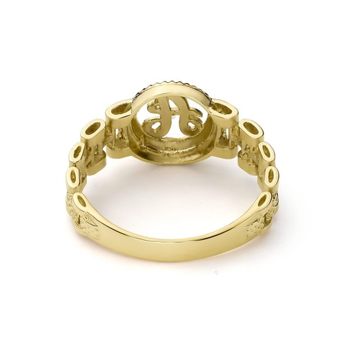 10k Gold Luxe Round Rollie Band Initial Ring - Picture 4 of 7