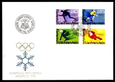 Liechtenstein 1975 WINTER OLYMPICS INNSBRUCK AUSTRIA ICE HOCKEY  SKI FDC  UNADDR