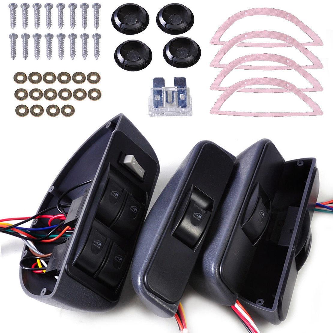Universal Car Grey 12V 4 Doors Electric Power Window Lock Kit 4 Rocker Switch