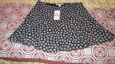 NWT Womens Michael Kors Skirt  Floral  10  ALineFlared  Black for Sale Online