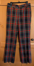 Vtg Farah 60s 70s Pants Mens Flare Leg Multicolor Tartan Plaid Disco 33x31 USA