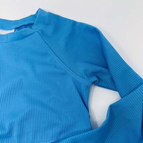 Art Class Girls Size Medium 8 Cyber Long Sleeve Swim Top in Blue Turquoise 2051 - Picture 2 of 7