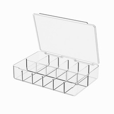 Clear Acrylic Makeup Organizer with Cover - 12 Compartments Cosmetic and Jewe...