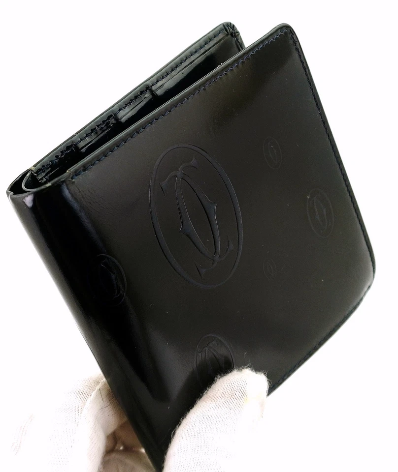 Authentic CARTIER Navy Blue Patent Leather Bifold Mens Wallet France - Image 4 of 4