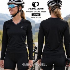 Pearl Izumi Womens Long Sleeve Cycling Jersey Black V-Neck Small USA Made