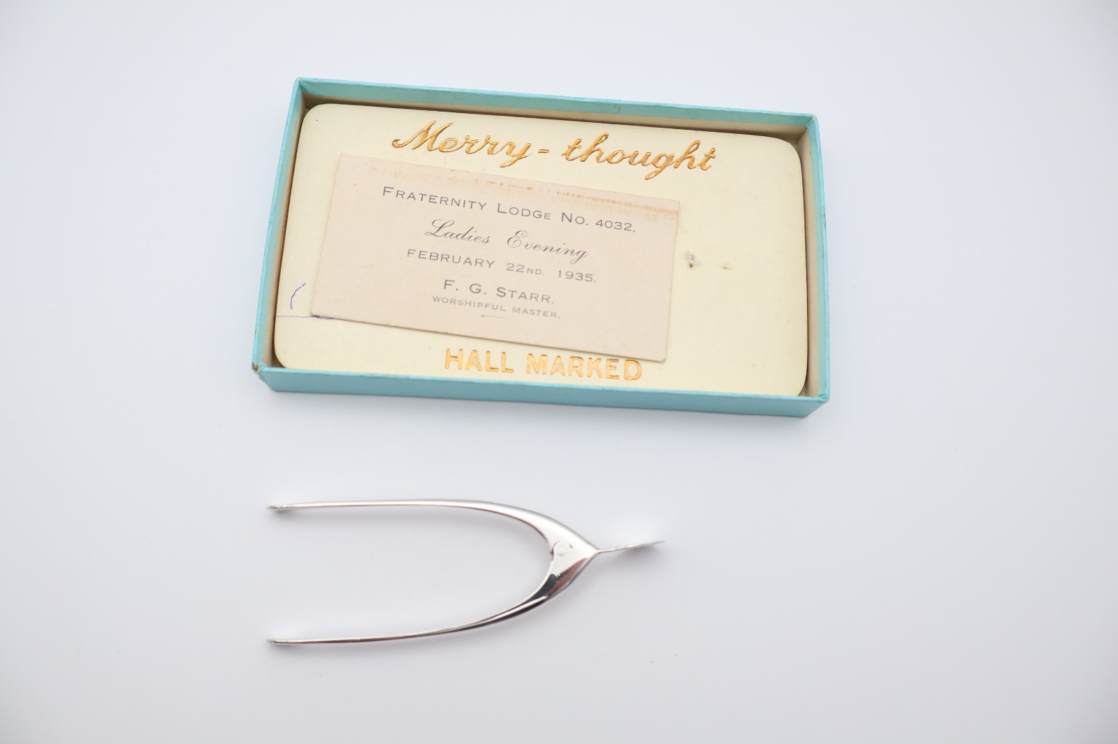 Antique Sterling Silver Boxed Wishbone Sugar Tongs Hallmarked Birmingham 1934