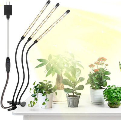 Led Grow Lights, 3 Heads Full Spectrum Plant Light with Clamp for Indoor Plants