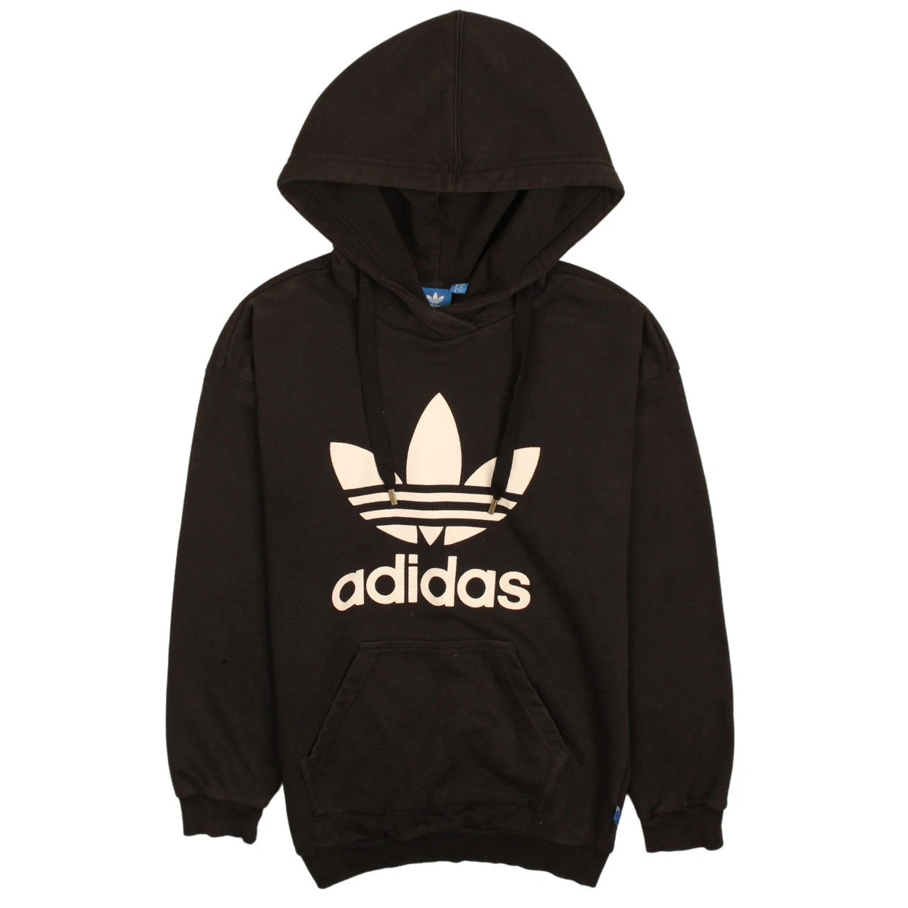 Adidas Womens Black Pullover Hoodie Size 6 Logo Print Casual