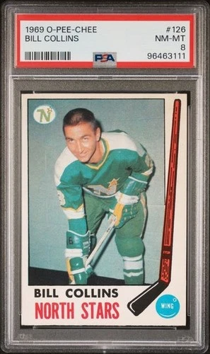1969-70 O-Pee-Chee Hockey #126 Bill Collins PSA Graded 8 NM-MT (407414)