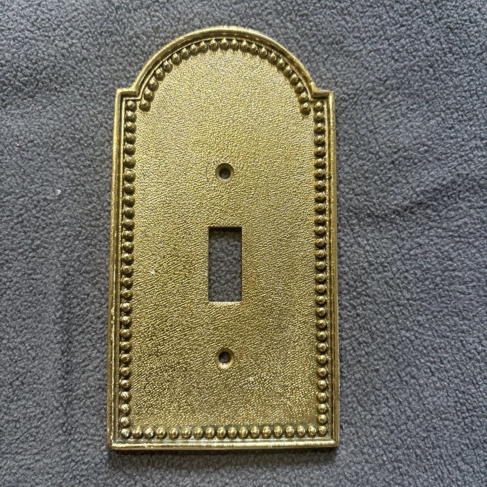 Juego de 6 cubiertas de placa de interruptor de latón macizo italiano vintage - (1) doble (5) individual Foto 3 de 4