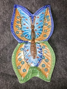 Handmade  Italian ceramic Butterfly Spoon Rest