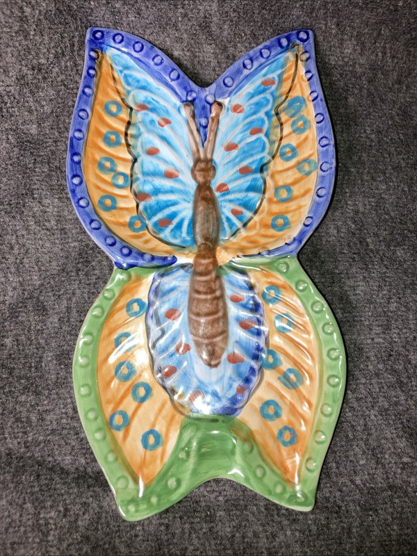 Handmade  Italian ceramic Butterfly Spoon Rest