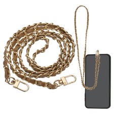 Phone Lanyard, 47" Crossbody Phone Gold Chain Strap with Tether Tab, Coffee