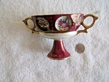 VTG. COURTING COUPLE  LUSTERWARE DOUBLE HANDLED NUT, CANDY, SNACK, SAUCE  BOWL