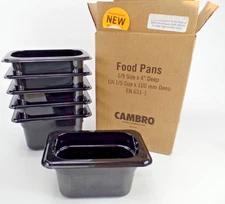 Cambro Camwear 94CW110 Food Pan 1/9 4" Deep Black New 6 In Case