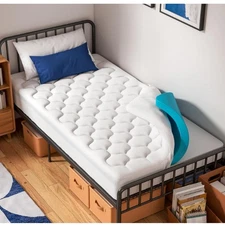 OhGeni Cooling 4-in Dual Layer Twin-XL Mattress Topper, College Dorm / Apartment