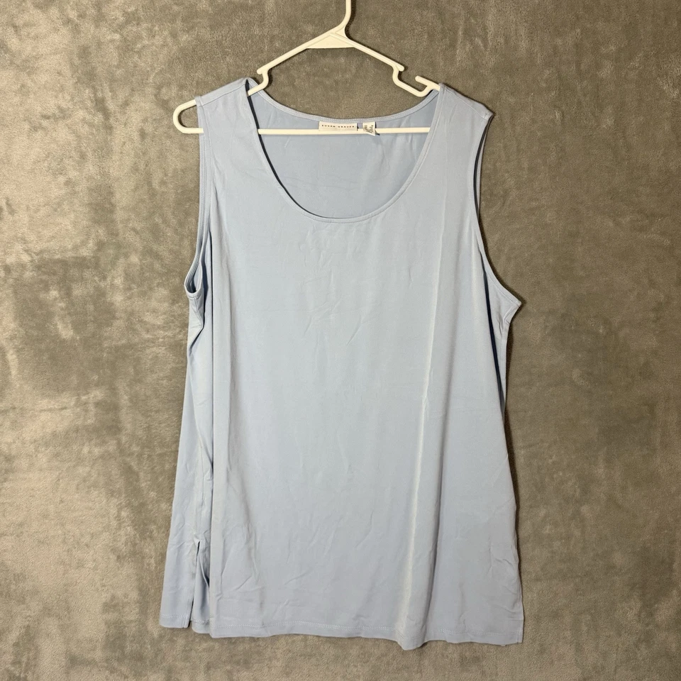 Túnica Susan Graver 1X Azul Verde Floral Transparente Manga Larga Foto 3 de 4