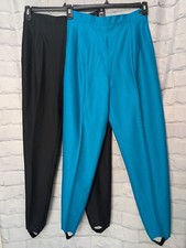 Suburbans Women's Vintage Lot Of 2 Stirrup Pants Deep Aqua Blue  Solid Black