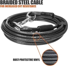 Dog Tie Out Cable 25 Feet Leads Yard Heavy Duty Up To 250 Pounds Gray Chain New