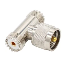 Pl259 T Connector Adapter Male To Female Uhf 1 Male To 2 Female So239 Male To So