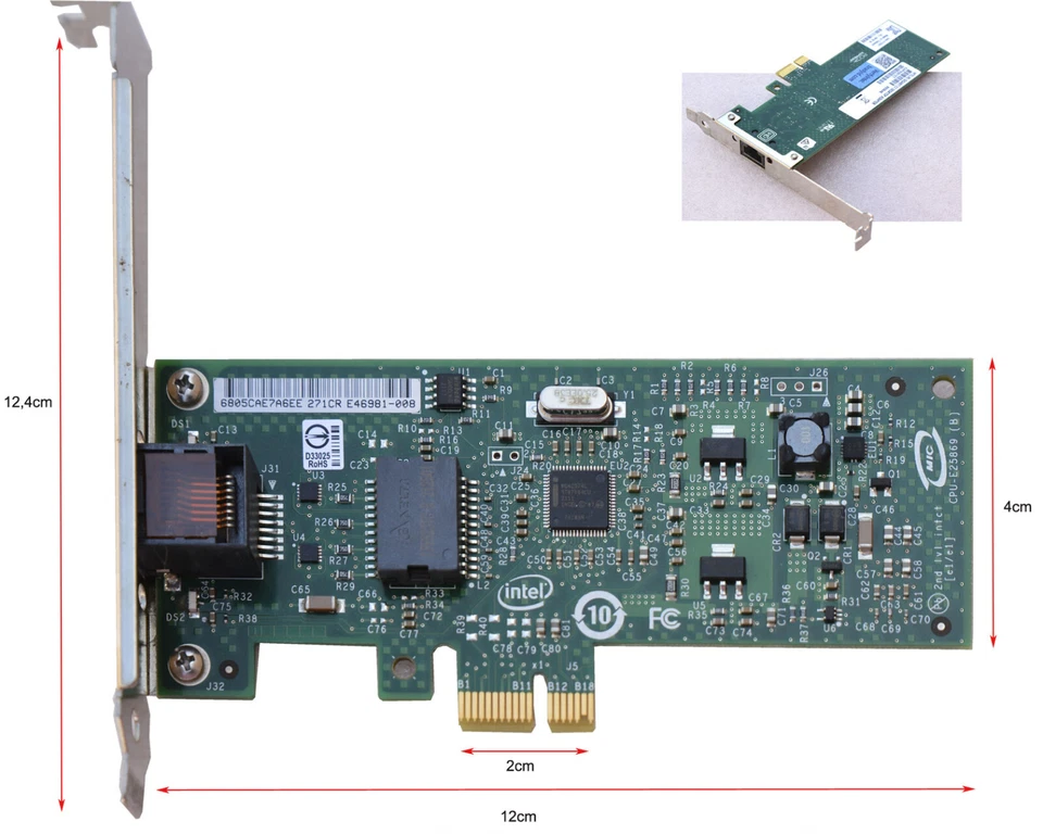INTEL GIGABIT CT DESKTOP ADAPTER EXPI9301CT PCIe 893646 1 Gbit/s LOW FULL MM19 - Bild 3 von 3