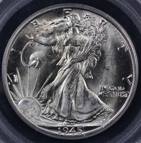 1945 D WALKING LIBERTY PCGS MS 65 BLAST WHITE GREAT STRIKE LUSTROUS MINT BLOOM