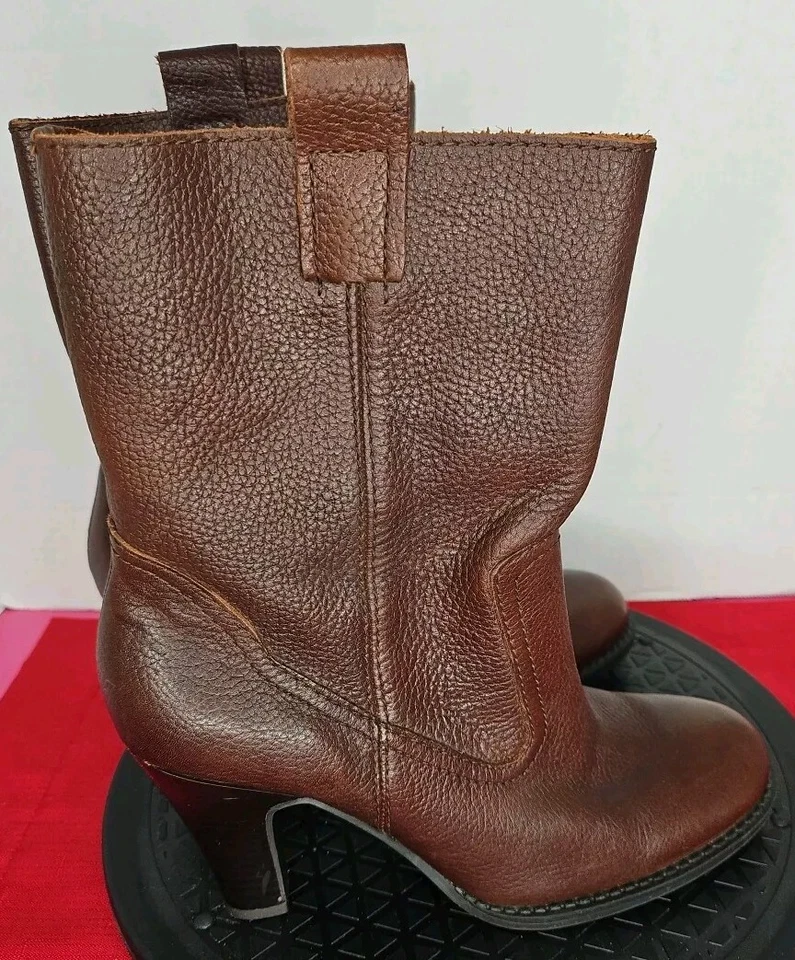 Nine & Company Womens MARCHIK Mid Calf Boot Sz 7.5M Brown Pebble Leather Heeled - Image 4 of 4
