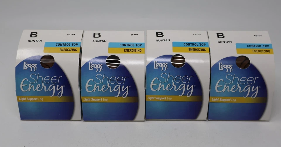 L'eggs Sheer Energy Soporte de Luz Control de Piernas Top Pantimedias bronceado B Lote de 4 Foto 3 de 4