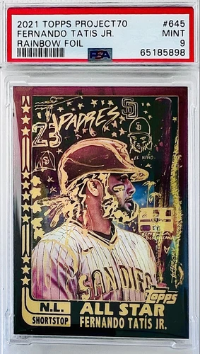 2021 Topps Project 70 Fernando Tatis Jr. By Siff Rainbow Foil SP #/70 PSA 9 🔥