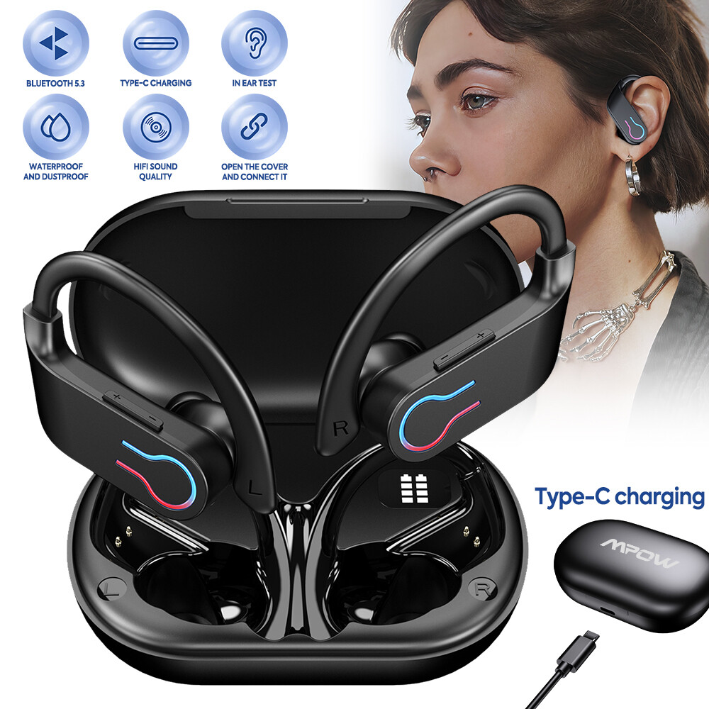 Mpow Bluetooth Headphones Wireless Earbuds LED Digital Sports Earhook Earphones