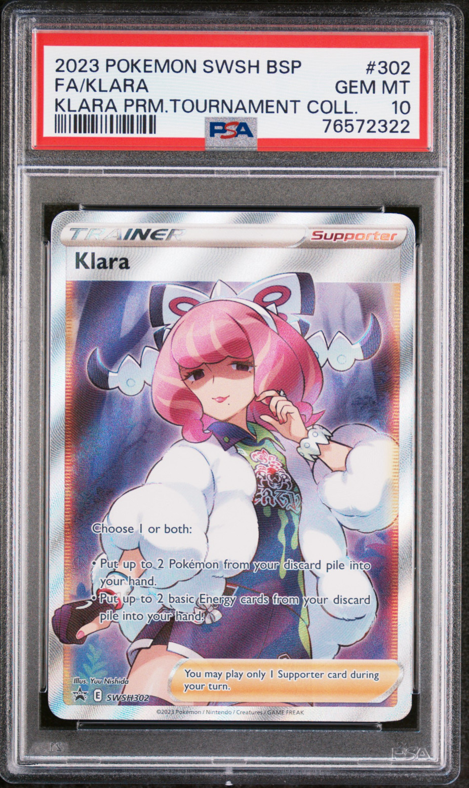 PSA 10 Klara SWSH302 Promo Full Art Trainer Pokemon Card English 2023