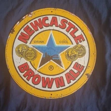 8" Round Metal Sign Man Cave Wall Art Garage Bar Gas Station Oil Newcastle Ale