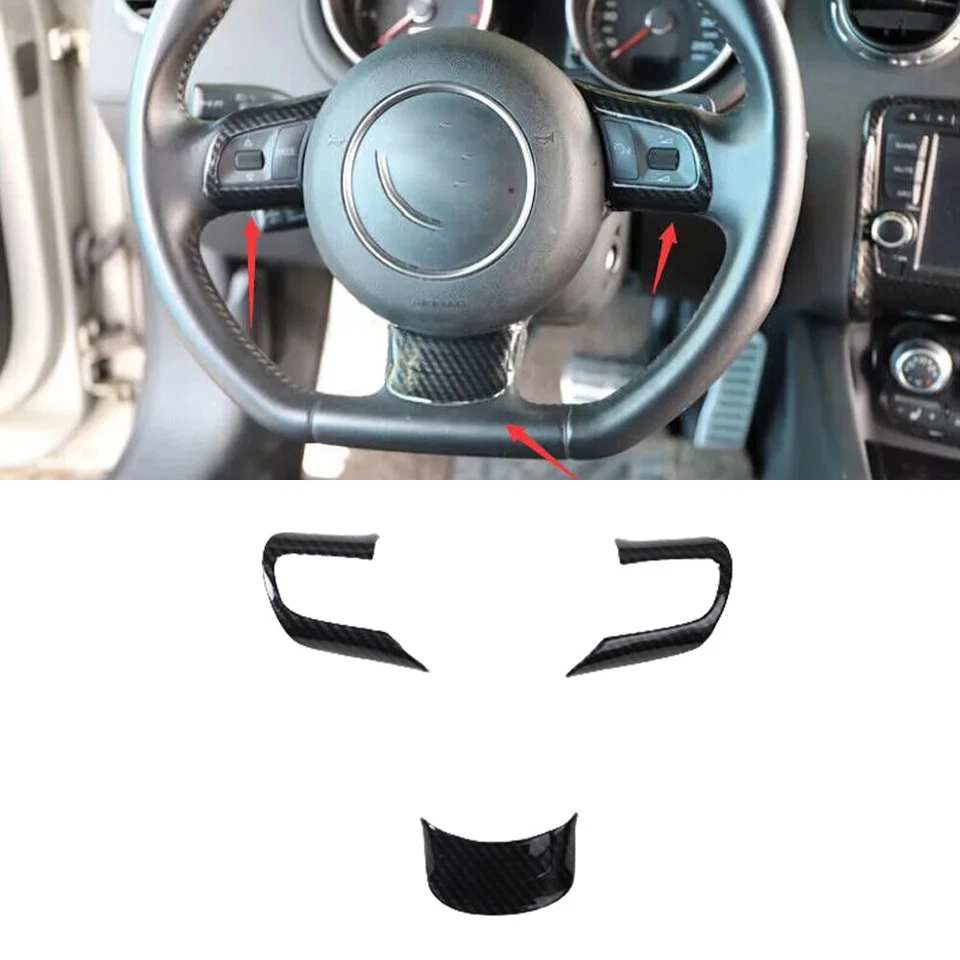 Ajuste para Audi TT 2008-2014 ABS fibra de carbono volante moldura cubierta embellecedor 3* Foto 2 de 4