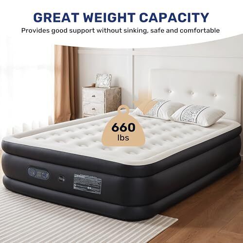 Queen Camping Air Mattress with Built-in Electric High-Speed Pump 22" Bed Height - Picture 5 of 7