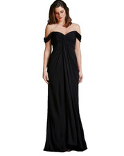 David Meister ~ Black Jersey Draped Off the Shoulder Formal Gown 4 NEW $568
